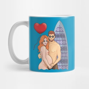 Beach Vacation with Beloved Pregnant Wife Mug